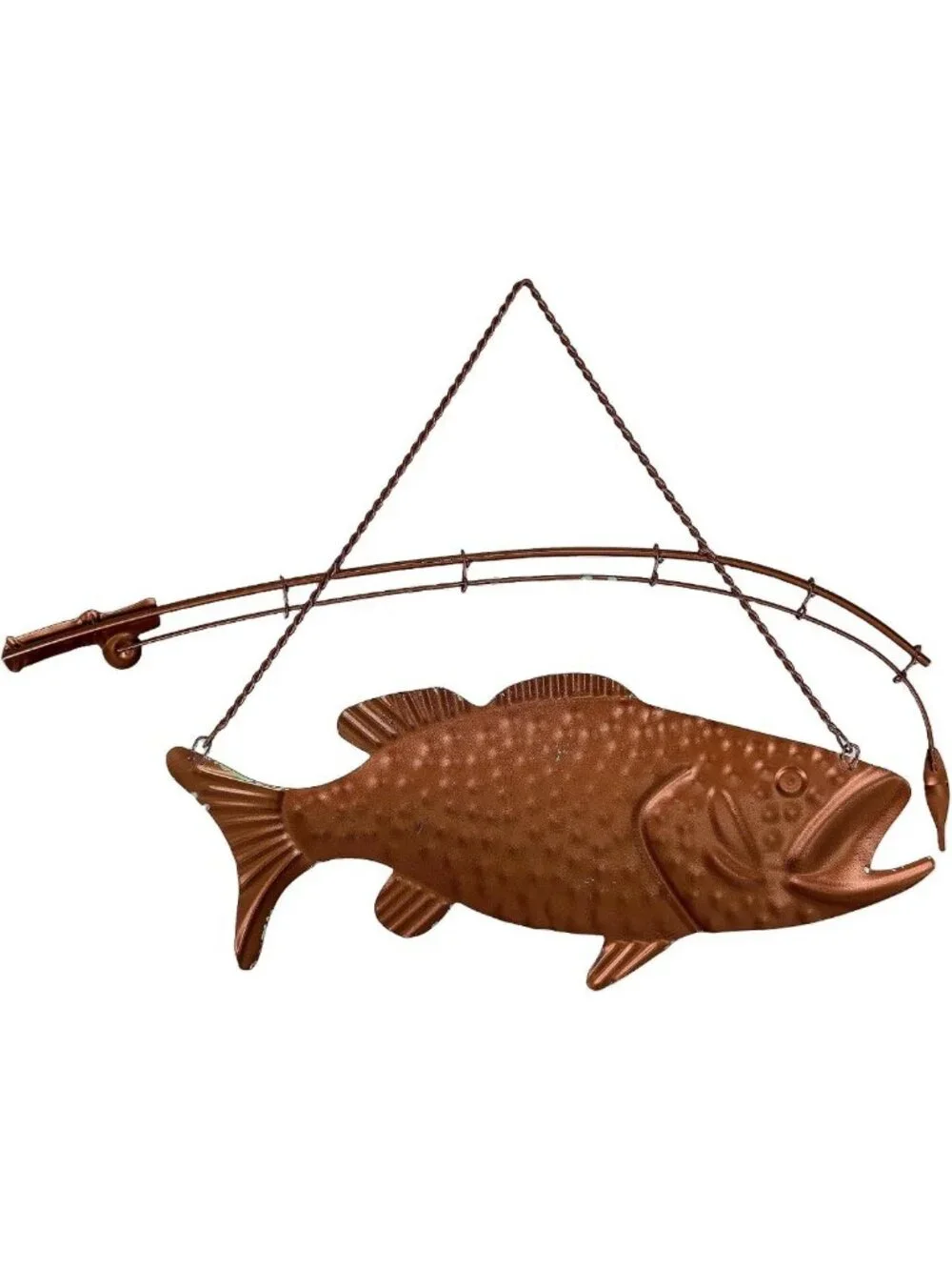 15” Largemouth Bass Metal Wall Art Sculpture | Copper Patina, Textured Finish